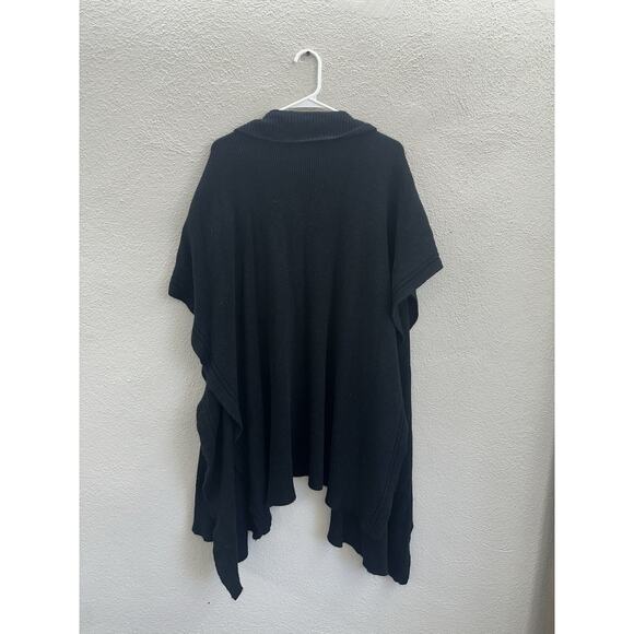 Specialty House Womens Sweater Cape One Size Black Top Button Vintage - Picture 6 of 10